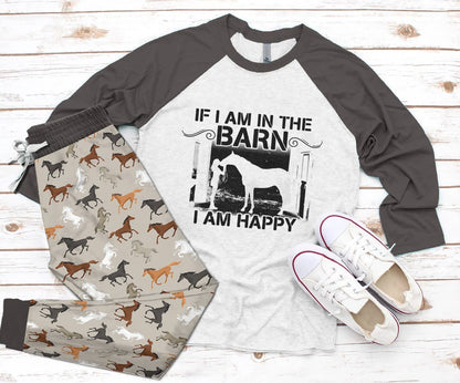Horse Pajama Colors Pajama Set |Sleepwear Pjs Sets | Raglan Shirt Pants Set