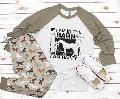 Horse Pajama Colors Pajama Set |Sleepwear Pjs Sets | Raglan Shirt Pants Set