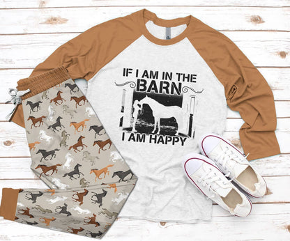 Horse Pajama Colors Pajama Set |Sleepwear Pjs Sets | Raglan Shirt Pants Set