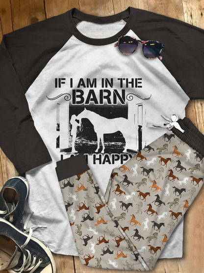 Horse Pajama Colors Pajama Set |Sleepwear Pjs Sets | Raglan Shirt Pants Set