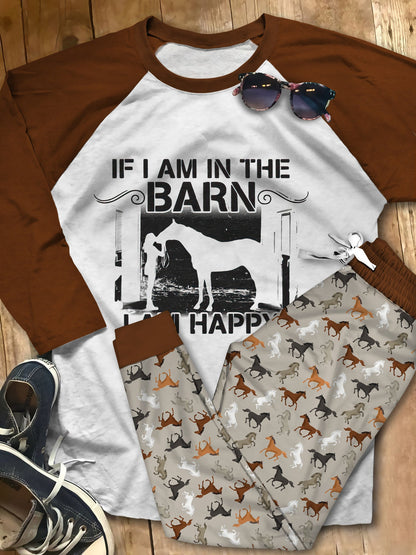 Horse Pajama Colors Pajama Set |Sleepwear Pjs Sets | Raglan Shirt Pants Set