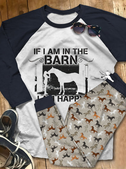 Horse Pajama Colors Pajama Set |Sleepwear Pjs Sets | Raglan Shirt Pants Set