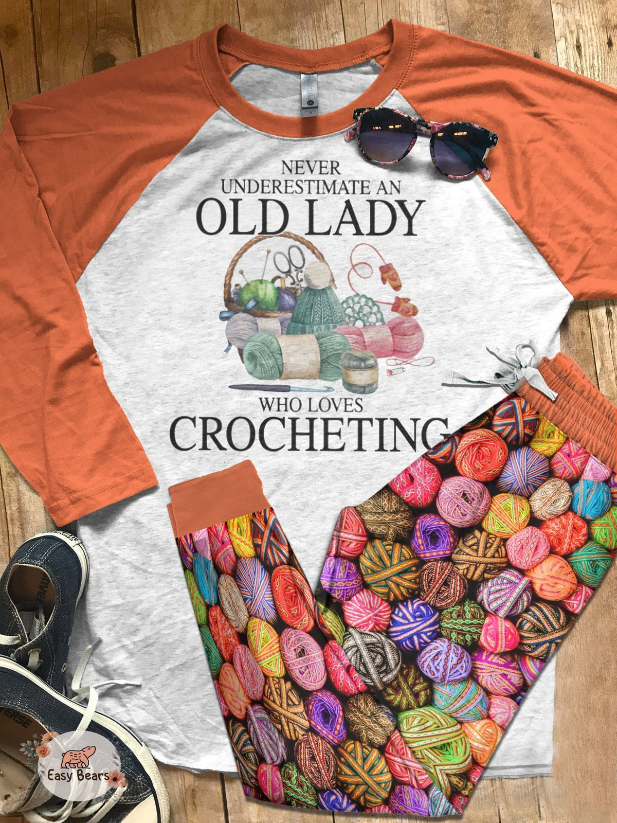 Crochet Set Crochet Lady Styles Pajama Set |Sleepwear Pjs Sets | Raglan Shirt Pants Set