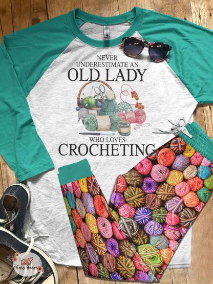 Crochet Set Crochet Lady Styles Pajama Set |Sleepwear Pjs Sets | Raglan Shirt Pants Set