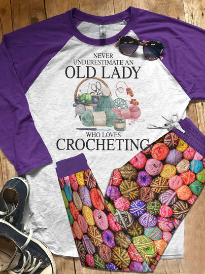 Crochet Set Crochet Lady Styles Pajama Set |Sleepwear Pjs Sets | Raglan Shirt Pants Set