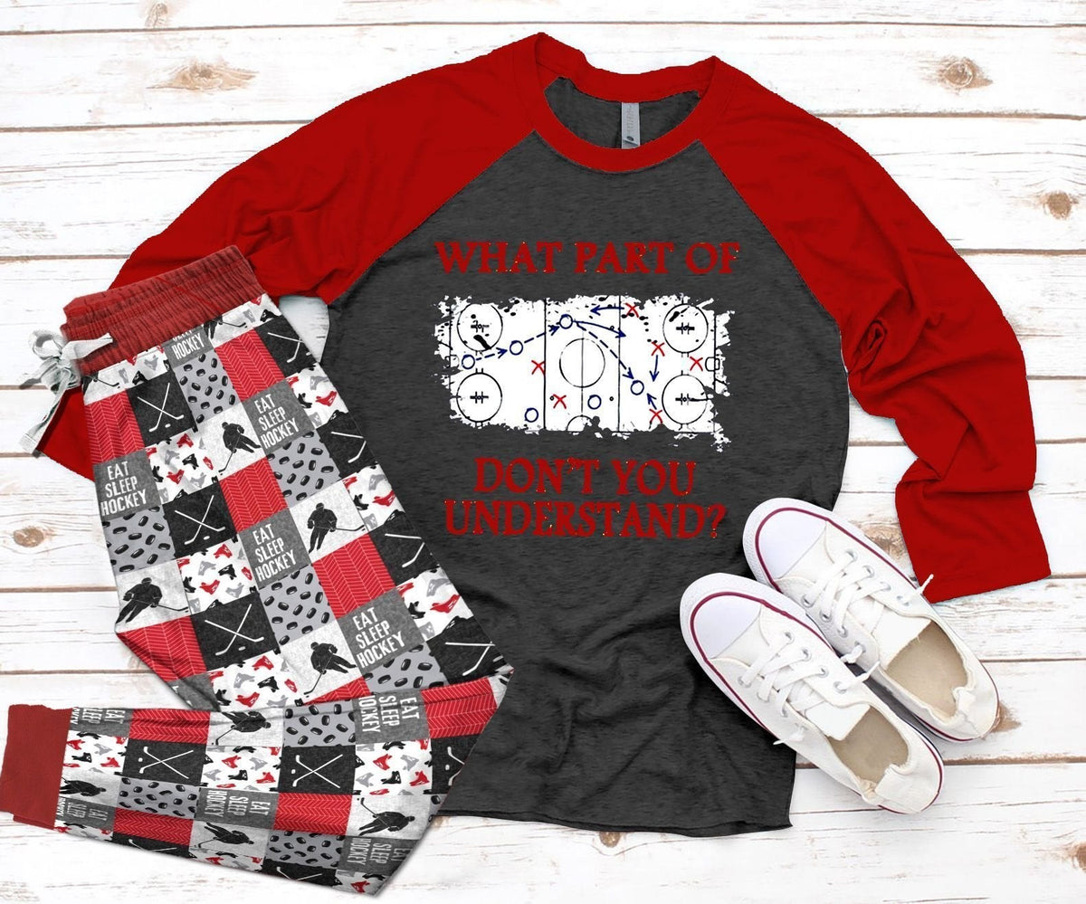 Hockey Set Don'T You Understand Pajama Set |Sleepwear Pjs Sets | Raglan Shirt Pants Set