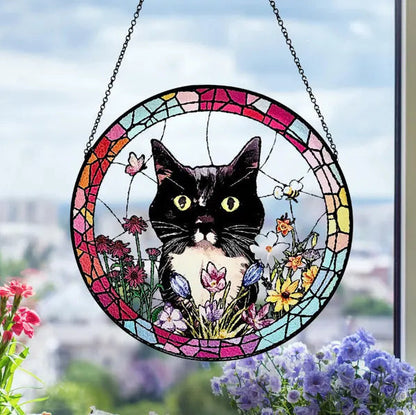 Personalized Pet Portrait Stained Glass Suncatcher – Custom Photo Pet Keepsake, Memorial Window Hanging Gift