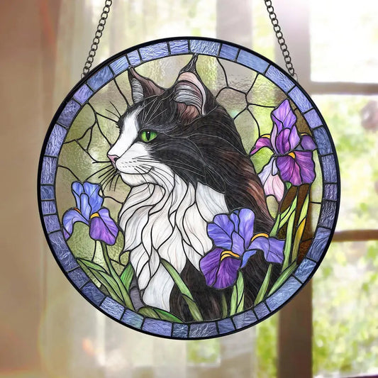 Personalized Pet Memorial Stained Glass Suncatcher – Custom Dog or Cat Portrait from Photo, Pet Loss Keepsake