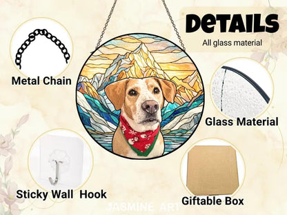 Personalized Dog Memorial Stained Glass Suncatcher – Custom Dog Portrait From Photo, Pet Loss Sympathy Keepsake Gift