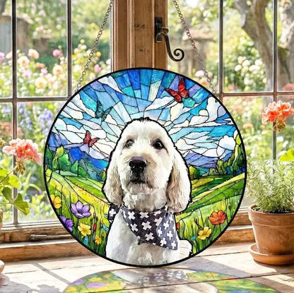 Personalized Dog Memorial Stained Glass Suncatcher – Custom Dog Portrait From Photo, Pet Loss Sympathy Keepsake Gift