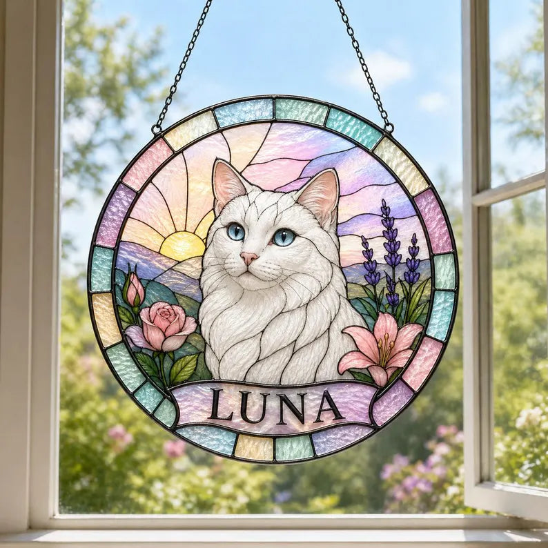 Personalized Pet Memorial Suncatcher – Custom Dog or Cat Portrait from Photo