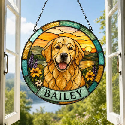 Personalized Pet Memorial Suncatcher – Custom Dog or Cat Portrait from Photo