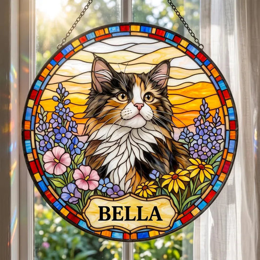 Personalized Pet Memorial Stained Glass Suncatcher – Custom Pet Portrait From Photo, Pet Loss Sympathy Keepsake Gift