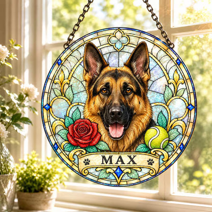 Personalized Pet Portrait Stained Glass Suncatcher – Custom Pet Photo Window Hanging, Unique Pet Lover Keepsake Gift