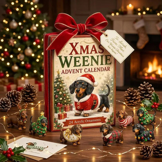2D Dachshund Christmas Advent Calendar 2026, 24-Day Dog Lover Countdown, Cute Wiener Dog Christmas Gift