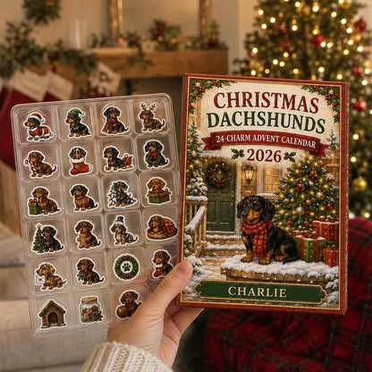 Personalized Dachshund Advent Calendar 2026: Custom Name Christmas Charm Box