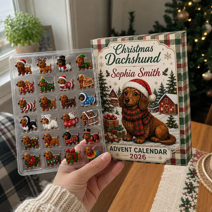 Personalized Dachshund Advent Calendar: Custom Dog Christmas Countdown Box 2026