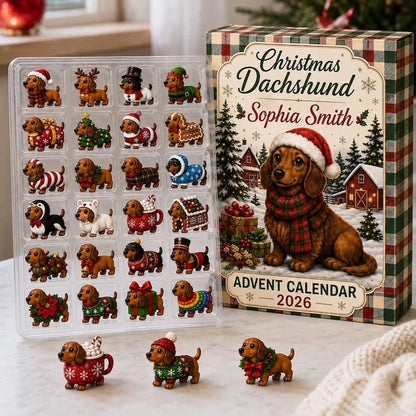 Personalized Dachshund Advent Calendar: Custom Dog Christmas Countdown Box 2026