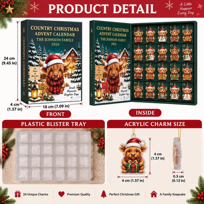 Baseball Advent Calendar 2026, Christmas Countdown Box, 24 Baseball Charms, Personalized Name Holiday Keepsake, Baseball Player Gift