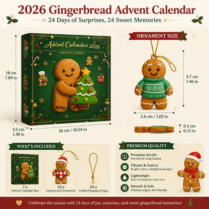 Gingerbread Christmas Advent Calendar 2026 – 24 Cute Gingerbread Ornaments