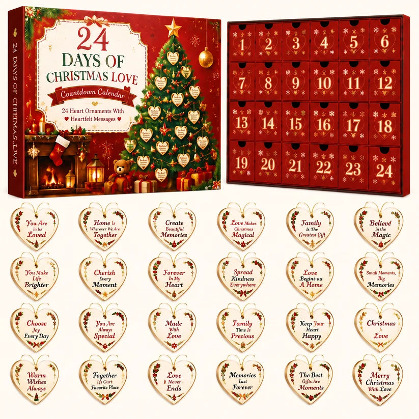 24 Days of Christmas Love Countdown Calendar – Heartfelt Message Ornaments Gift