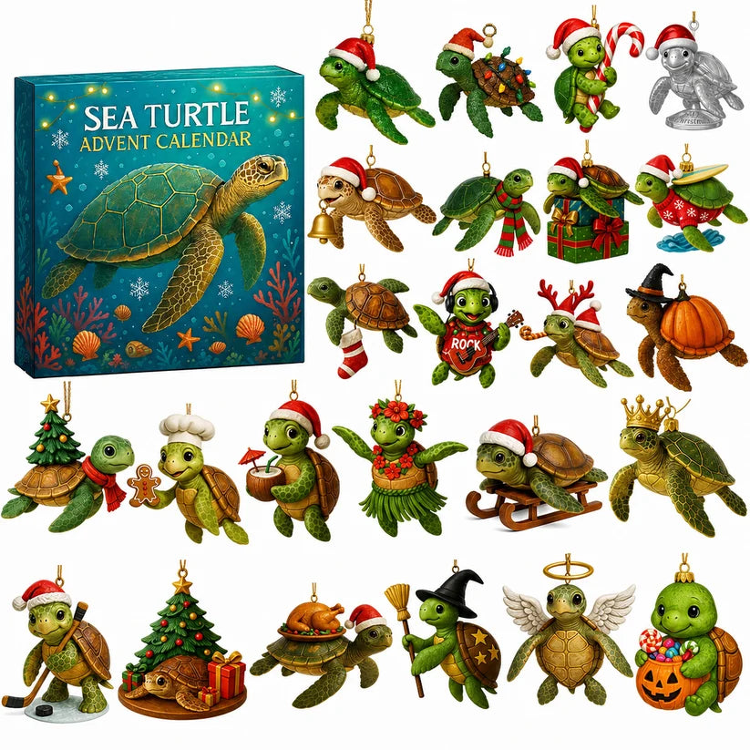 Sea Turtle Advent Calendar 2026 – 24 Cute Sea Turtle Acrylic Ornaments