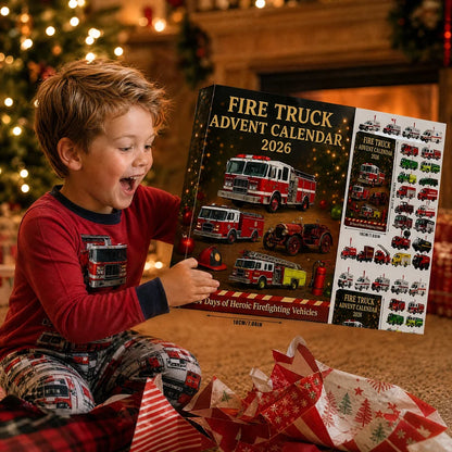 Fire Truck Christmas Advent Calendar 2026, 24 Days Christmas Countdown, Firefighter Lover Gift, Mini Fire Truck Charms, Xmas Surprise Box