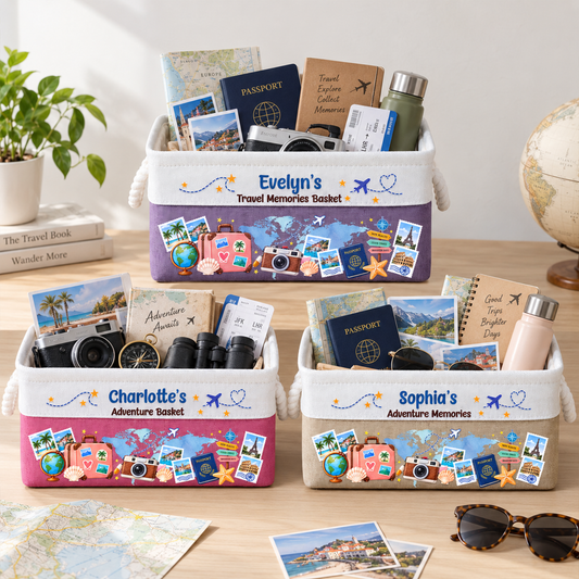 Traveling Memories Adventure Basket, Souvenir & Essentials - Personalized Storage Basket
