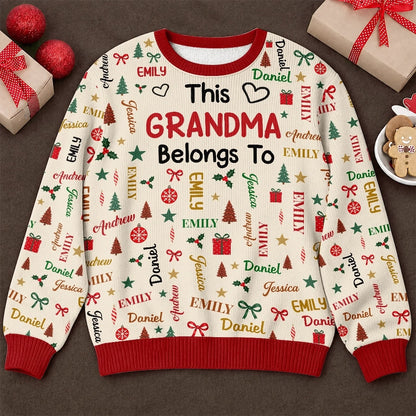 Custom Name Grandma and Grandpa Family Christmas Gifts - Personalized Ugly Sweatshirt