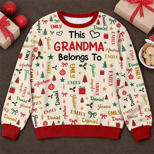 Custom Name Grandma and Grandpa Family Christmas Gifts - Personalized Ugly Sweatshirt