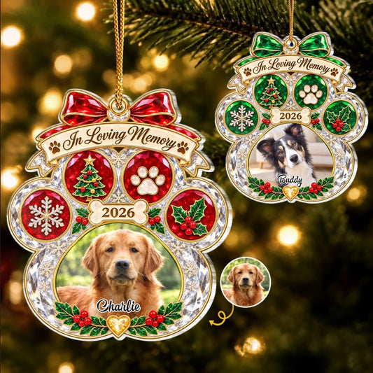 Custom Photo Pet Christmas Memorial Gifts for Dog and Cat Lovers - Personalized Acrylic Ornament