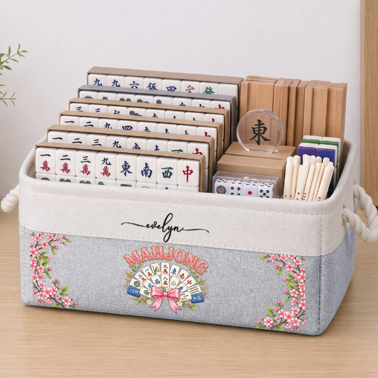 Mahjong Game Night Gift For Mahjong Lover - Personalized Storage Basket