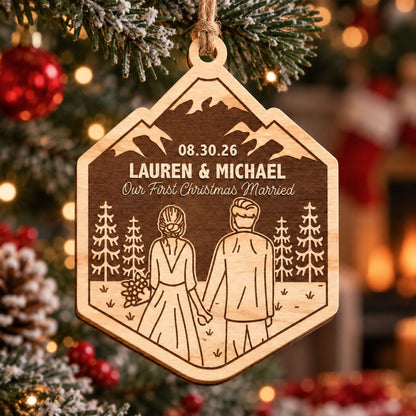Our First Christmas Married - Forest Couples - Personalized Ornament