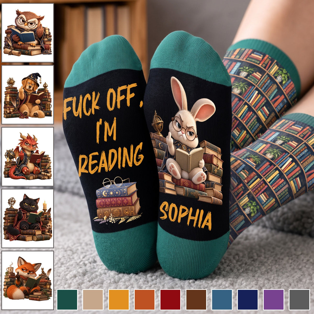 F Off, I’m Reading - Funny Sock For Book Blub, Reading Lovers - Personalized Socks