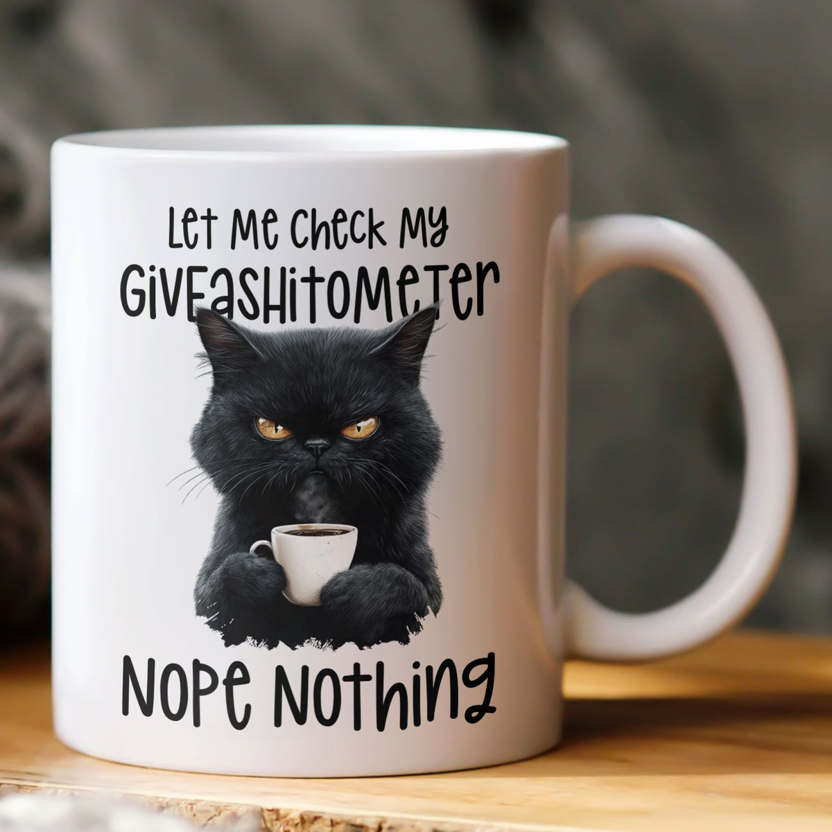 Funny Mug - Cat Let Me Check My Giveashtometer Nope Nothing - Exchange Gift, White Elephant Gifts For Coworkers - Mug