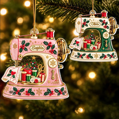 Custom Name Christmas Sewing Gifts for Crafters - Personalized Acrylic Ornament
