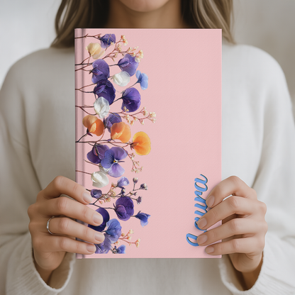 Custom Birth Flower & Name Shadow Text - Personalized Journal