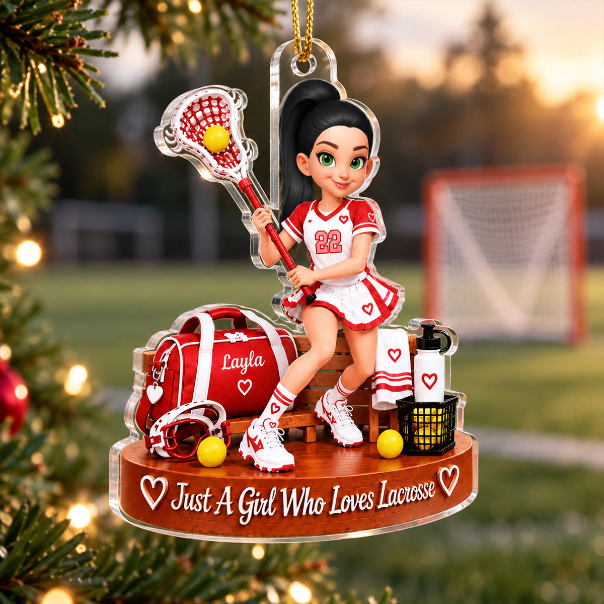 Just a Girl Who Loves Lacrosse - Personalized Acrylic Ornament - Christmas Gift for Daughter, Granddaughter