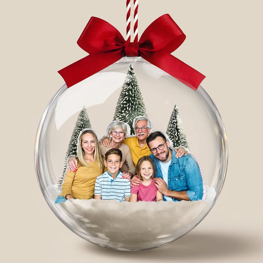 2026 Christmas Ornaments With Family Picture, Custom Family Photo - Personalized Acrylic Ball Ornament