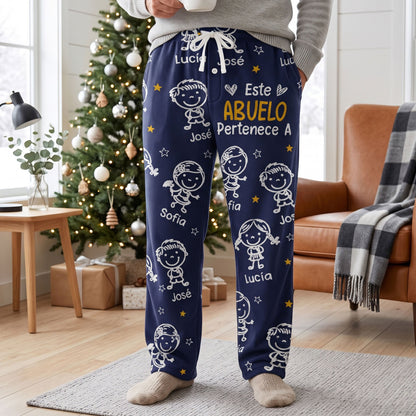 Este Abuelo Esta Abuela Pertenece A Con Dibujos Estilo Doodle - Personalizadas Pantalones De Pijama De Felpa