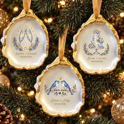 Custom Name & Date First Christmas Couple Wedding Christmas Gifts - Personalized Ornament