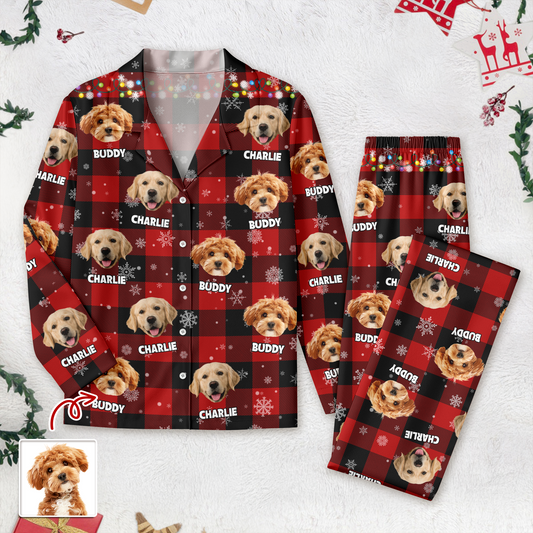 Vtc Custom Dog Photo Name Christmas Light Snow Pajamas Ch07 899594