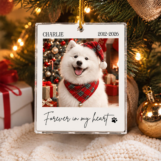 Custom Photo Forever In My Heart Acrylic Ornament Pet Loss Christmas Gifts LM32 670199