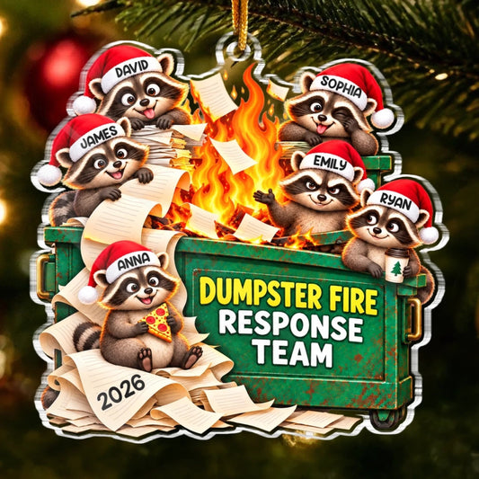 Custom Name Christmas Dumpster Fire Team Gifts - Personalized Acrylic Ornament