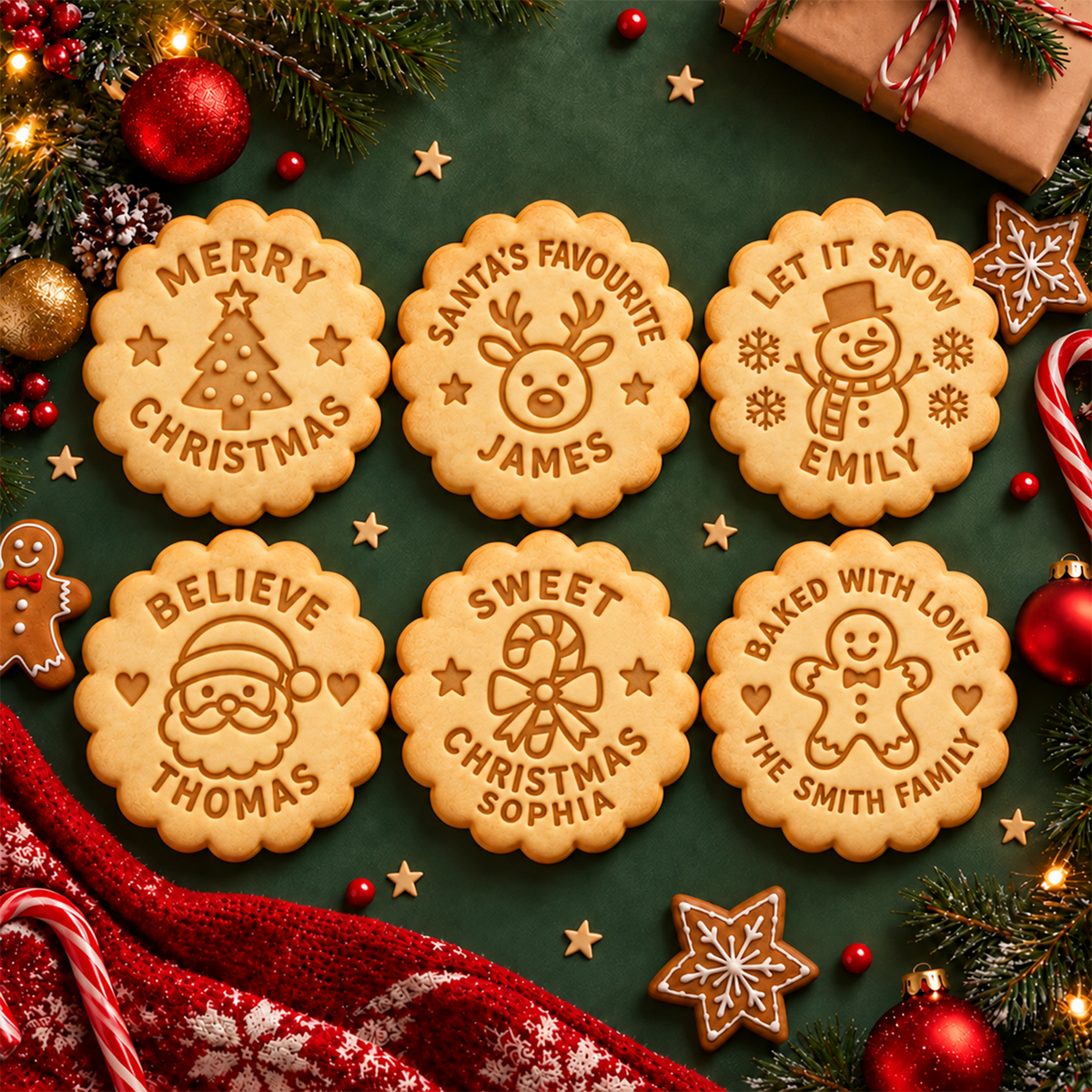 Personalized Family With Christmas Cookie Stamp, Holiday Baker Gift HO82 904114