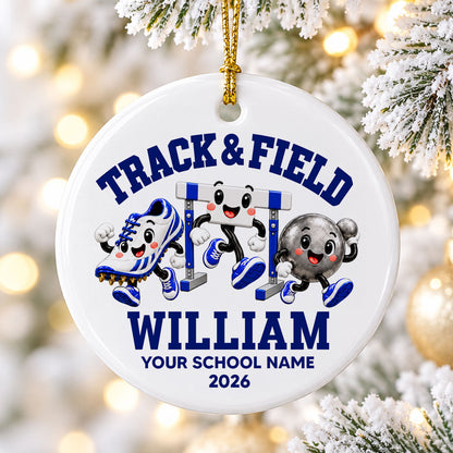 Cute Track & Field Sports - Personalized Ceramic Ornament - Christmas Gift For Track & Field Athletes, Son, Daughter, Grandson, Granddaughter