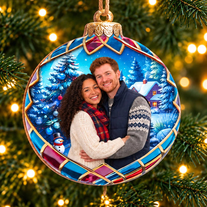 Custom Photo Together At Christmas Couple Gifts - Personalized Ornament