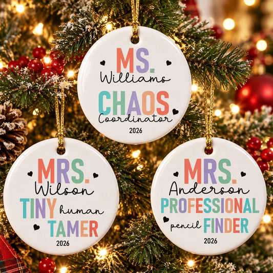 Tiny Human Tamer Teacher Appreciation Year End Gift - Personalized Ornament