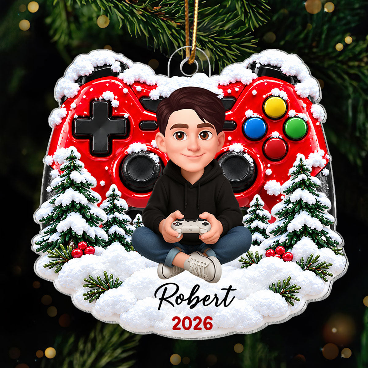 Game Design For Boy Girl - Personalized Acrylic Ornament - Christmas Gift For Gamers Grandkids