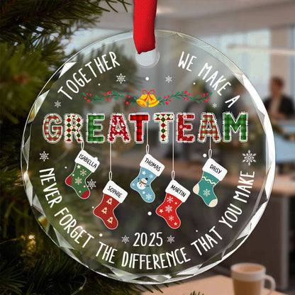 Teamwork Makes The Dream Work Personalized Custom Glass Ornament